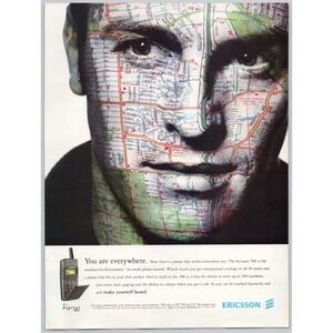 Ericsson 788 Go Everywhere Cell‎ Phone Coverage Map Concept Print Ad 1999